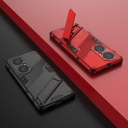 For Huawei P50 Pro Punk Armor 2 in 1 PC + TPU Shockproof Case with Invisible Holder(Red) - Huawei Cases by buy2fix | Online Shopping UK | buy2fix
