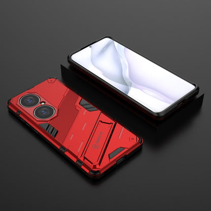 For Huawei P50 Pro Punk Armor 2 in 1 PC + TPU Shockproof Case with Invisible Holder(Red) - Huawei Cases by buy2fix | Online Shopping UK | buy2fix