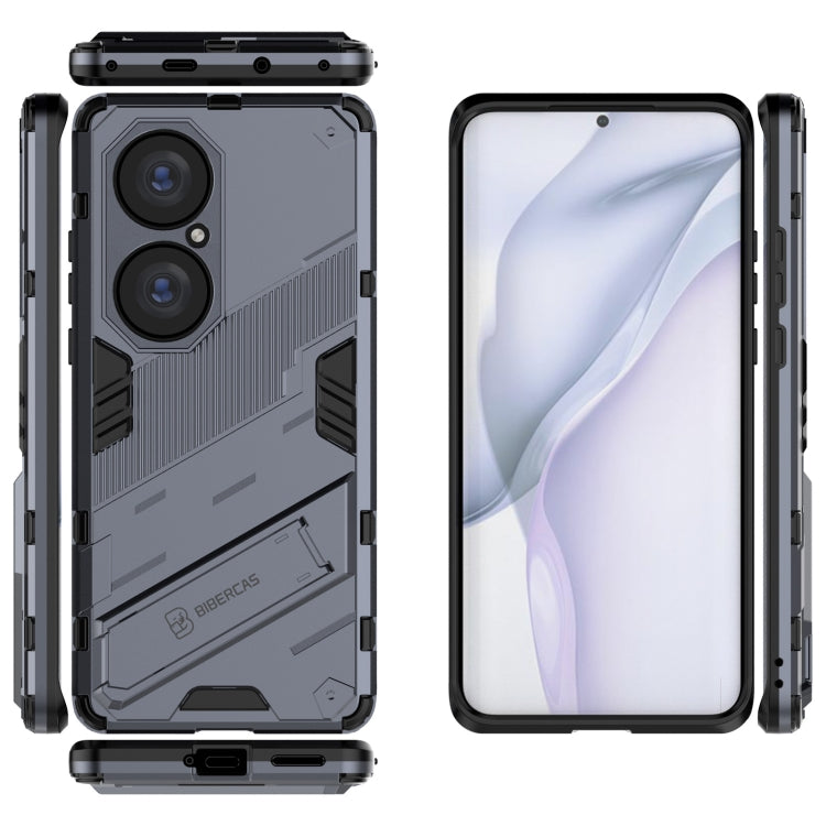 For Huawei P50 Pro Punk Armor 2 in 1 PC + TPU Shockproof Case with Invisible Holder(Grey) - Huawei Cases by buy2fix | Online Shopping UK | buy2fix