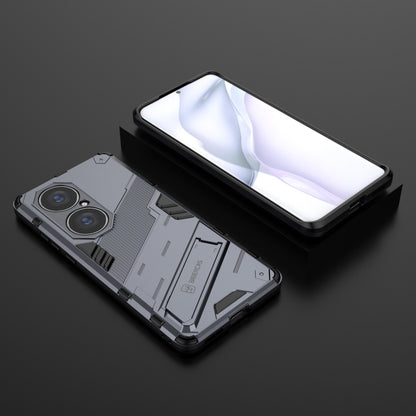 For Huawei P50 Pro Punk Armor 2 in 1 PC + TPU Shockproof Case with Invisible Holder(Grey) - Huawei Cases by buy2fix | Online Shopping UK | buy2fix