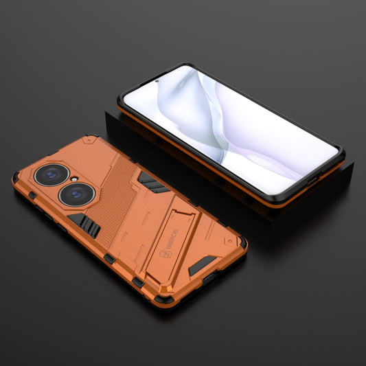 For Huawei P50 Pro Punk Armor 2 in 1 PC + TPU Shockproof Case with Invisible Holder(Orange) - Huawei Cases by buy2fix | Online Shopping UK | buy2fix