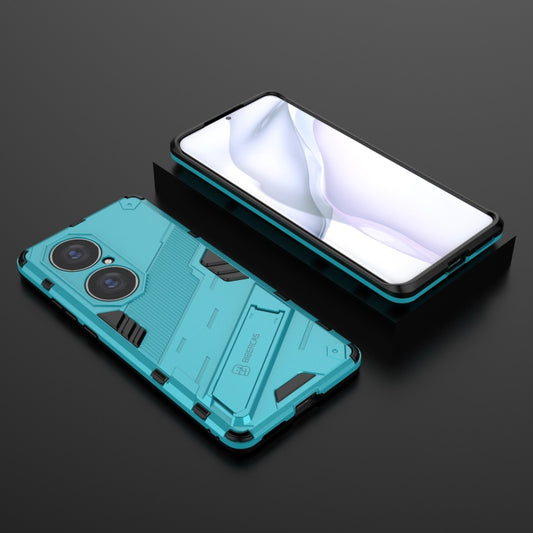 For Huawei P50 Pro Punk Armor 2 in 1 PC + TPU Shockproof Case with Invisible Holder(Blue) - Huawei Cases by buy2fix | Online Shopping UK | buy2fix
