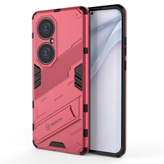 For Huawei P50 Pro Punk Armor 2 in 1 PC + TPU Shockproof Case with Invisible Holder(Light Red) - Huawei Cases by buy2fix | Online Shopping UK | buy2fix