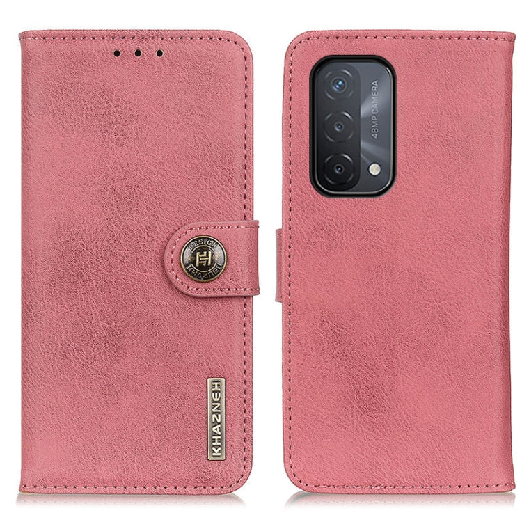 For OPPO A93 5G / A54 5G / A74 5G KHAZNEH Cowhide Texture Horizontal Flip Leather Case with Holder & Card Slots & Wallet(Pink) by buy2fix