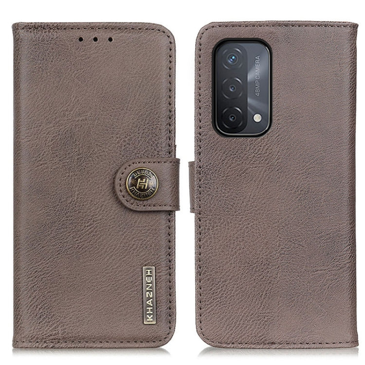 For OPPO A93 5G / A54 5G / A74 5G KHAZNEH Cowhide Texture Horizontal Flip Leather Case with Holder & Card Slots & Wallet(Khaki) by buy2fix