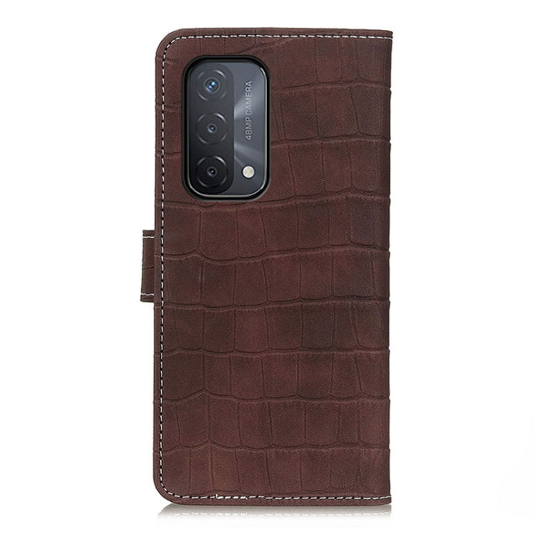 For OPPO A93 5G / A54 5G / A74 5G Crocodile Texture Horizontal Flip Leather Case with Holder & Card Slots & Wallet(Brown) by buy2fix