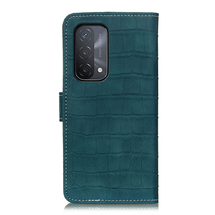 For OPPO A93 5G / A54 5G / A74 5G Crocodile Texture Horizontal Flip Leather Case with Holder & Card Slots & Wallet(Dark Green) by buy2fix