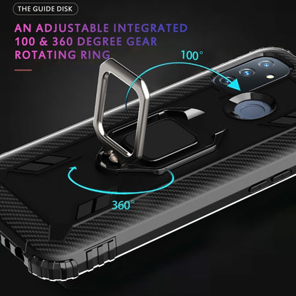 For OnePlus Nord N100 Carbon Fiber Protective Case with 360 Degree Rotating Ring Holder(Black) - OnePlus Cases by buy2fix | Online Shopping UK | buy2fix