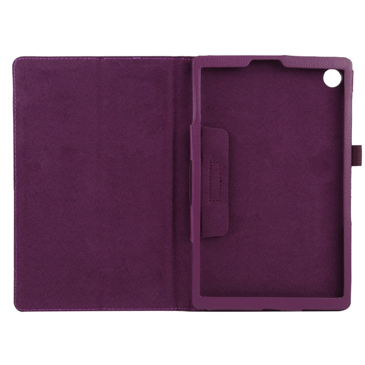 For Lenovo Tab M10 HD Litchi Texture Solid Color Horizontal Flip Leather Case with Holder & Pen Slot(Purple) - Lenovo by buy2fix | Online Shopping UK | buy2fix