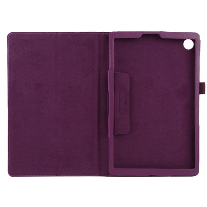For Lenovo Tab M10 HD Litchi Texture Solid Color Horizontal Flip Leather Case with Holder & Pen Slot(Purple) - Lenovo by buy2fix | Online Shopping UK | buy2fix