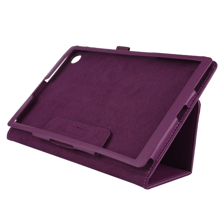 For Lenovo Tab M10 HD Litchi Texture Solid Color Horizontal Flip Leather Case with Holder & Pen Slot(Purple) - Lenovo by buy2fix | Online Shopping UK | buy2fix