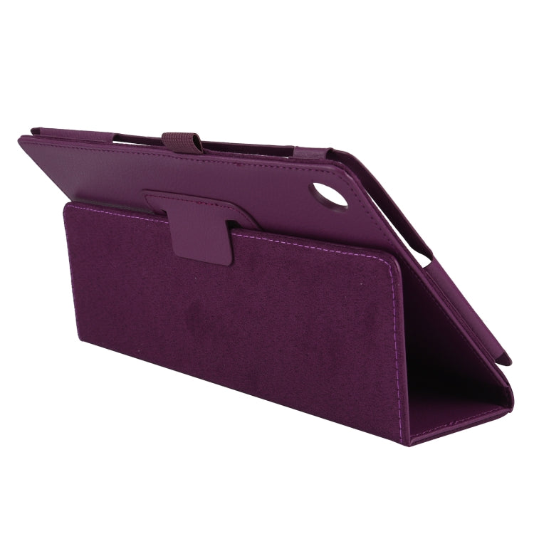 For Lenovo Tab M10 HD Litchi Texture Solid Color Horizontal Flip Leather Case with Holder & Pen Slot(Purple) - Lenovo by buy2fix | Online Shopping UK | buy2fix