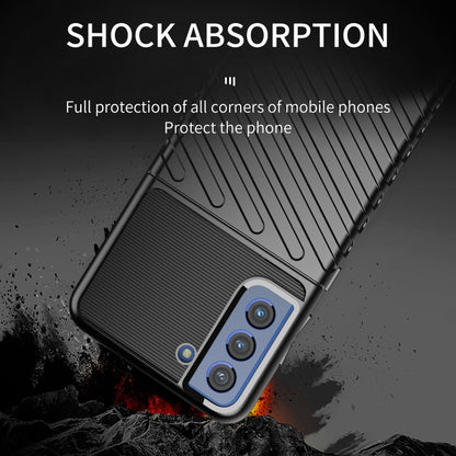 For Samsung Galaxy S21 FE Thunderbolt Shockproof TPU Protective Soft Case(Blue) by buy2fix
