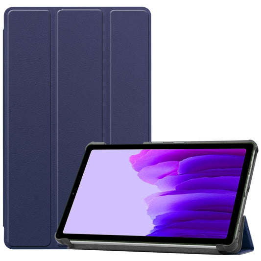 For Samsung Galaxy Tab A7 Lite T225 Custer Pattern Pure Color Horizontal Flip Leather Case with Three-folding Holder(Dark Blue) - Other Galaxy Tab PC by buy2fix | Online Shopping UK | buy2fix