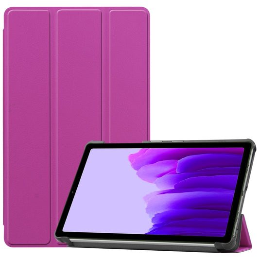 For Samsung Galaxy Tab A7 Lite T225 Custer Pattern Pure Color Horizontal Flip Leather Case with Three-folding Holder(Purple) - Other Galaxy Tab PC by buy2fix | Online Shopping UK | buy2fix