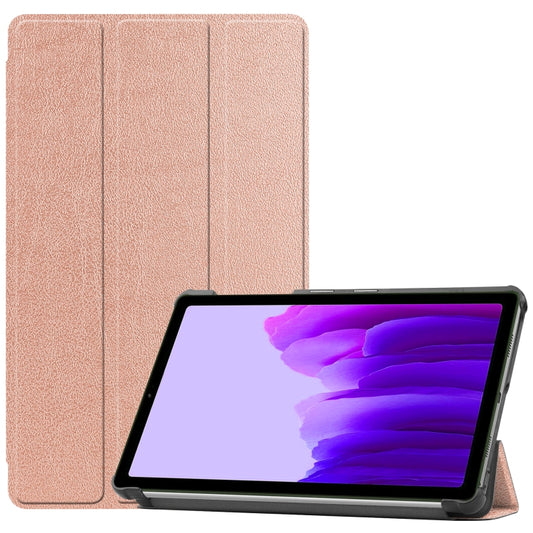 For Samsung Galaxy Tab A7 Lite T225 Custer Pattern Pure Color Horizontal Flip Leather Case with Three-folding Holder(Rose Gold) - Other Galaxy Tab PC by buy2fix | Online Shopping UK | buy2fix