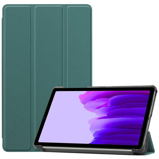 For Samsung Galaxy Tab A7 Lite T225 Custer Pattern Pure Color Horizontal Flip Leather Case with Three-folding Holder(Dark Green) - Other Galaxy Tab PC by buy2fix | Online Shopping UK | buy2fix