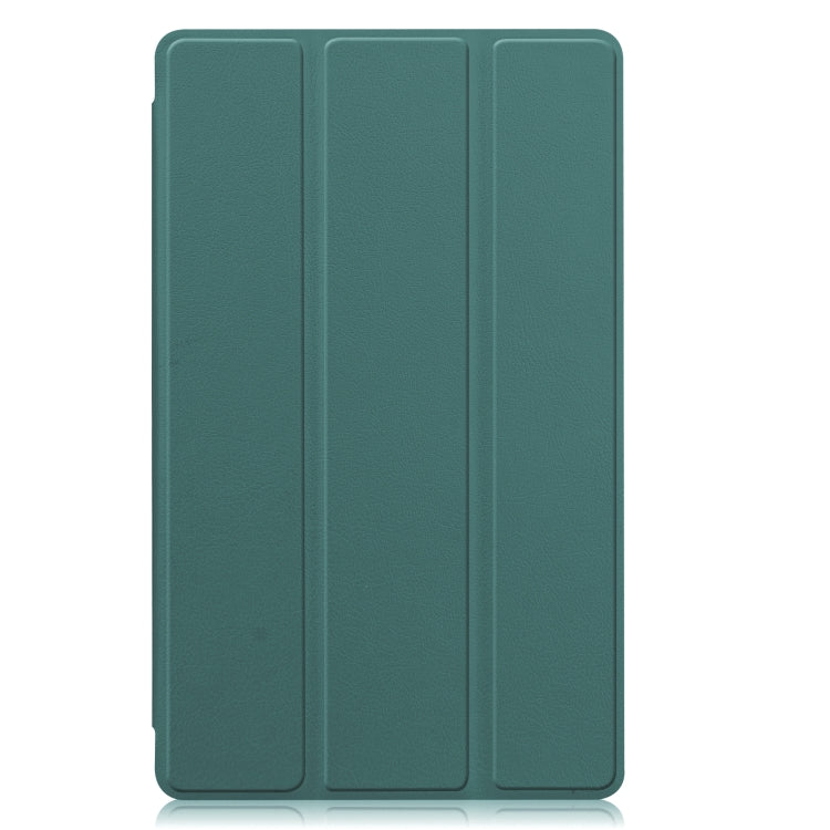 For Samsung Galaxy Tab A7 Lite T225 Custer Pattern Pure Color Horizontal Flip Leather Case with Three-folding Holder(Dark Green) - Other Galaxy Tab PC by buy2fix | Online Shopping UK | buy2fix