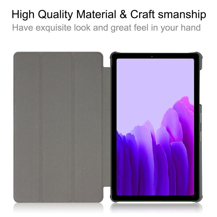 For Samsung Galaxy Tab A7 Lite T225 Custer Pattern Pure Color Horizontal Flip Leather Case with Three-folding Holder(Dark Green) - Other Galaxy Tab PC by buy2fix | Online Shopping UK | buy2fix