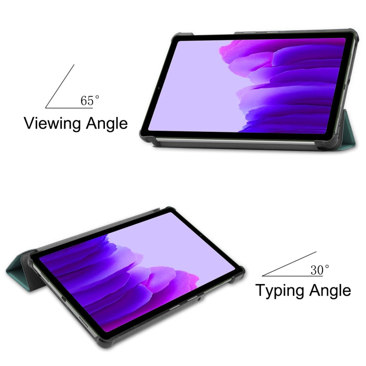 For Samsung Galaxy Tab A7 Lite T225 Custer Pattern Pure Color Horizontal Flip Leather Case with Three-folding Holder(Dark Green) - Other Galaxy Tab PC by buy2fix | Online Shopping UK | buy2fix