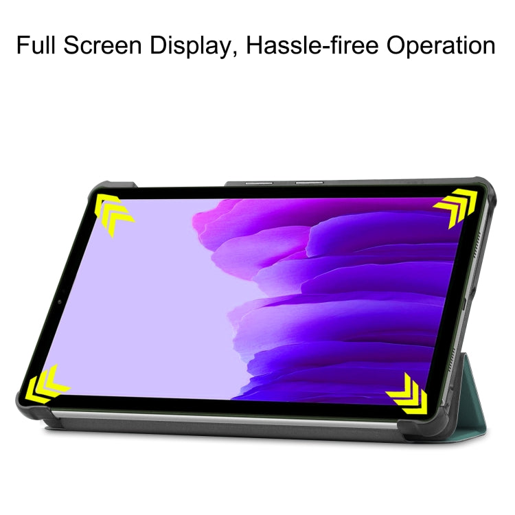 For Samsung Galaxy Tab A7 Lite T225 Custer Pattern Pure Color Horizontal Flip Leather Case with Three-folding Holder(Dark Green) - Other Galaxy Tab PC by buy2fix | Online Shopping UK | buy2fix