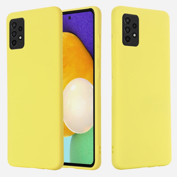 For Samsung A52 5G / 4G Pure Color Liquid Silicone Shockproof Full Coverage Case(Yellow) by buy2fix