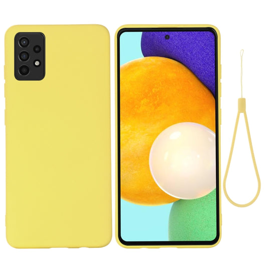 For Samsung A52 5G / 4G Pure Color Liquid Silicone Shockproof Full Coverage Case(Yellow) by buy2fix