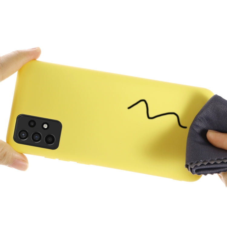 For Samsung A52 5G / 4G Pure Color Liquid Silicone Shockproof Full Coverage Case(Yellow) by buy2fix