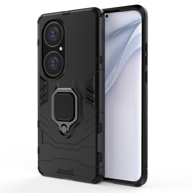 For Huawei P50 Pro PC + TPU Shockproof Protective Case with Magnetic Ring Holder(Black) - Huawei Cases by buy2fix | Online Shopping UK | buy2fix