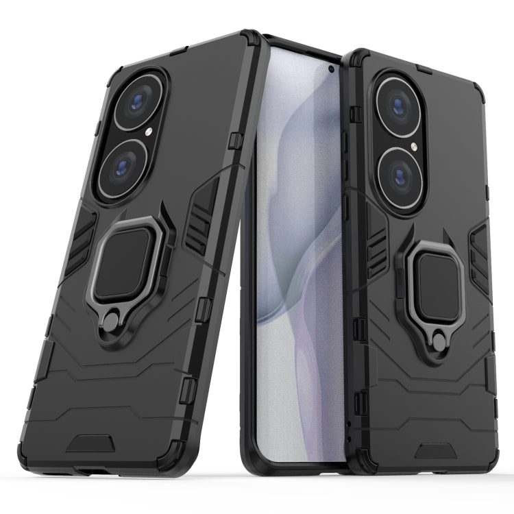 For Huawei P50 Pro PC + TPU Shockproof Protective Case with Magnetic Ring Holder(Black) - Huawei Cases by buy2fix | Online Shopping UK | buy2fix