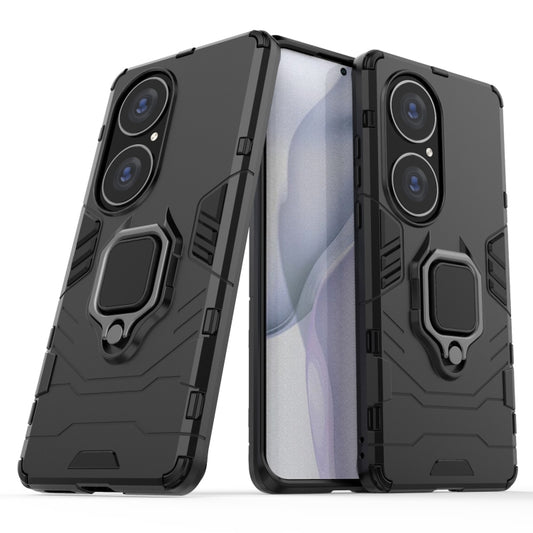 For Huawei P50 Pro PC + TPU Shockproof Protective Case with Magnetic Ring Holder(Black) - Huawei Cases by buy2fix | Online Shopping UK | buy2fix