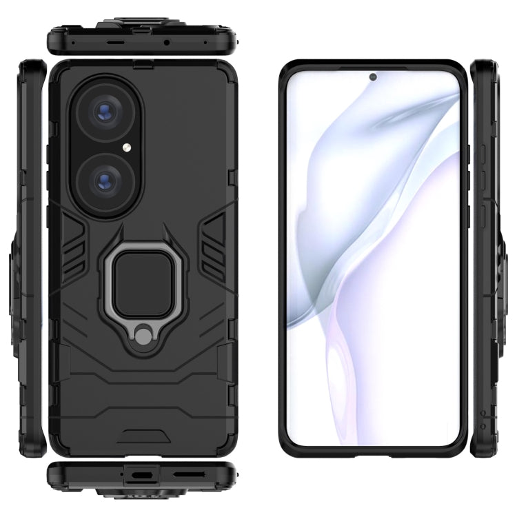 For Huawei P50 Pro PC + TPU Shockproof Protective Case with Magnetic Ring Holder(Black) - Huawei Cases by buy2fix | Online Shopping UK | buy2fix