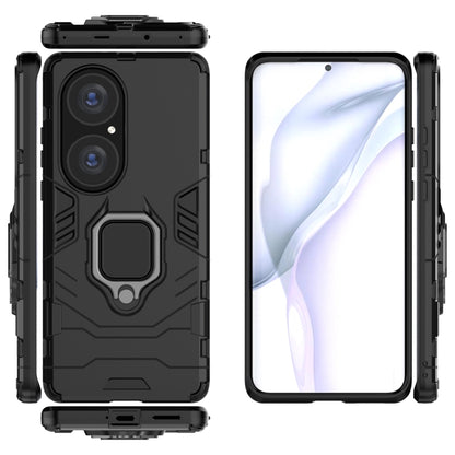 For Huawei P50 Pro PC + TPU Shockproof Protective Case with Magnetic Ring Holder(Black) - Huawei Cases by buy2fix | Online Shopping UK | buy2fix