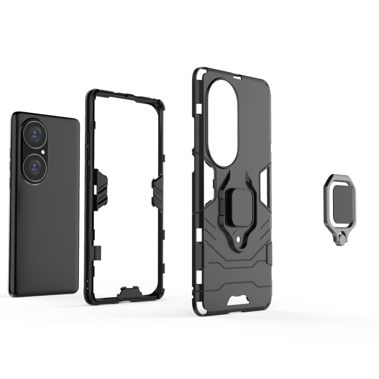 For Huawei P50 Pro PC + TPU Shockproof Protective Case with Magnetic Ring Holder(Red) - Huawei Cases by buy2fix | Online Shopping UK | buy2fix