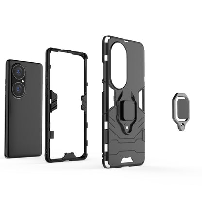 For Huawei P50 Pro PC + TPU Shockproof Protective Case with Magnetic Ring Holder(Red) - Huawei Cases by buy2fix | Online Shopping UK | buy2fix