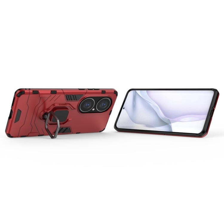 For Huawei P50 Pro PC + TPU Shockproof Protective Case with Magnetic Ring Holder(Red) - Huawei Cases by buy2fix | Online Shopping UK | buy2fix