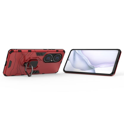 For Huawei P50 Pro PC + TPU Shockproof Protective Case with Magnetic Ring Holder(Red) - Huawei Cases by buy2fix | Online Shopping UK | buy2fix
