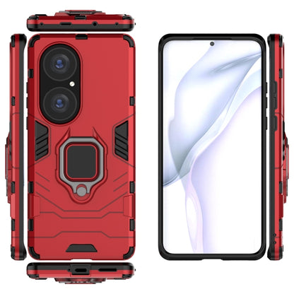 For Huawei P50 Pro PC + TPU Shockproof Protective Case with Magnetic Ring Holder(Red) - Huawei Cases by buy2fix | Online Shopping UK | buy2fix