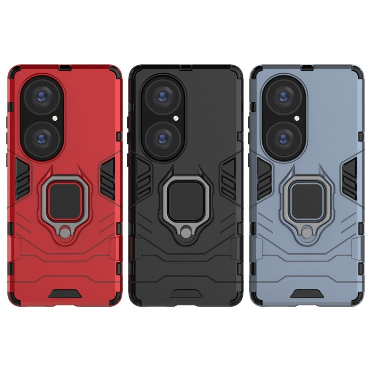 For Huawei P50 Pro PC + TPU Shockproof Protective Case with Magnetic Ring Holder(Red) - Huawei Cases by buy2fix | Online Shopping UK | buy2fix