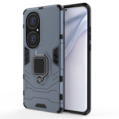 For Huawei P50 Pro PC + TPU Shockproof Protective Case with Magnetic Ring Holder(Navy Blue) - Huawei Cases by buy2fix | Online Shopping UK | buy2fix