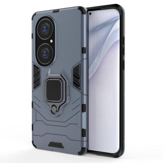 For Huawei P50 Pro PC + TPU Shockproof Protective Case with Magnetic Ring Holder(Navy Blue) - Huawei Cases by buy2fix | Online Shopping UK | buy2fix