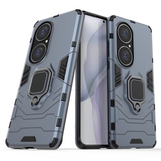 For Huawei P50 Pro PC + TPU Shockproof Protective Case with Magnetic Ring Holder(Navy Blue) - Huawei Cases by buy2fix | Online Shopping UK | buy2fix