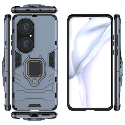 For Huawei P50 Pro PC + TPU Shockproof Protective Case with Magnetic Ring Holder(Navy Blue) - Huawei Cases by buy2fix | Online Shopping UK | buy2fix
