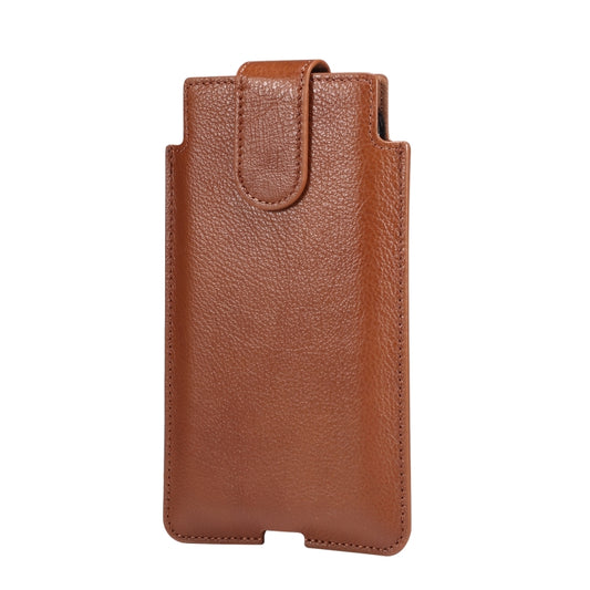 Universal Cow Leather Vertical Mobile Phone Leather Case Waist Bag For 5.5-6.5 inch and Below Phones(Brown) - More iPhone Cases by buy2fix | Online Shopping UK | buy2fix