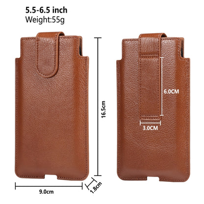 Universal Cow Leather Vertical Mobile Phone Leather Case Waist Bag For 5.5-6.5 inch and Below Phones(Brown) - More iPhone Cases by buy2fix | Online Shopping UK | buy2fix