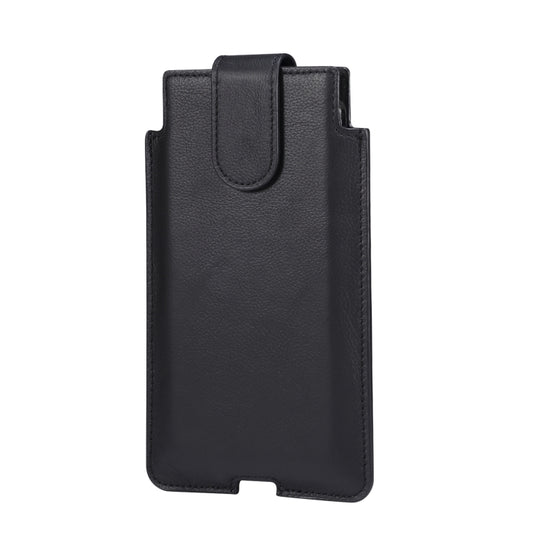 Universal Cow Leather Vertical Mobile Phone Leather Case Waist Bag For 6.7 inch and Below Phones(Black) - More iPhone Cases by buy2fix | Online Shopping UK | buy2fix