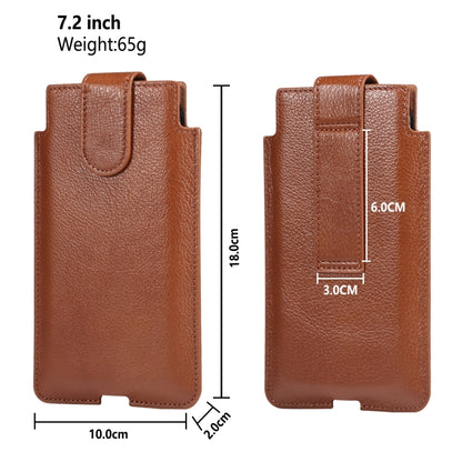 Universal Cow Leather Vertical Mobile Phone Leather Case Waist Bag For 7.2 inch and Below Phones(Brown) - More iPhone Cases by buy2fix | Online Shopping UK | buy2fix