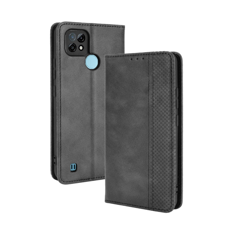 For OPPO Realme C21 Magnetic Buckle Retro Crazy Horse Texture Horizontal Flip Leather Case with Holder & Card Slots & Photo Frame(Black) - Realme Cases by buy2fix | Online Shopping UK | buy2fix