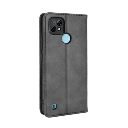 For OPPO Realme C21 Magnetic Buckle Retro Crazy Horse Texture Horizontal Flip Leather Case with Holder & Card Slots & Photo Frame(Black) - Realme Cases by buy2fix | Online Shopping UK | buy2fix
