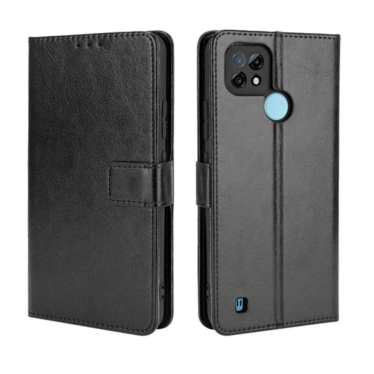 For OPPO Realme C21 Retro Crazy Horse Texture Horizontal Flip Leather Case with Holder & Card Slots & Lanyard(Black) - Realme Cases by buy2fix | Online Shopping UK | buy2fix